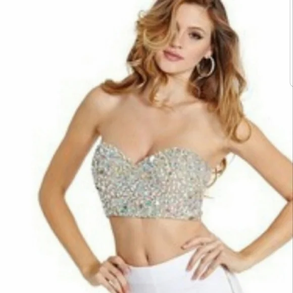 Guess By Marciano Rhinestone Bustier Crop Top - Picture 3 of 9